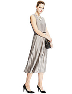 Metallic Effect Pleated Skater Dress